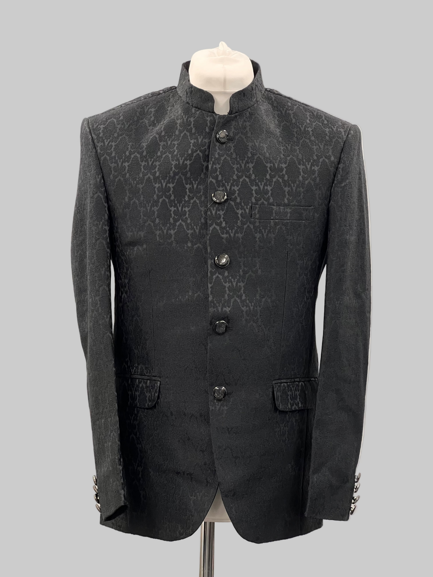 Prince Coat Black Royal Diamond Design