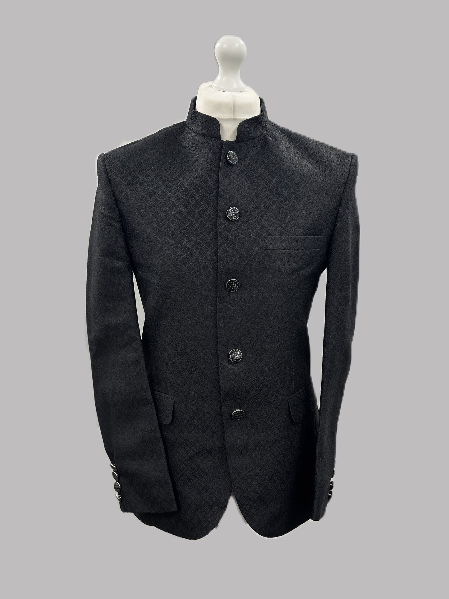 Prince Jacket Jamawar Black Small Fan Design