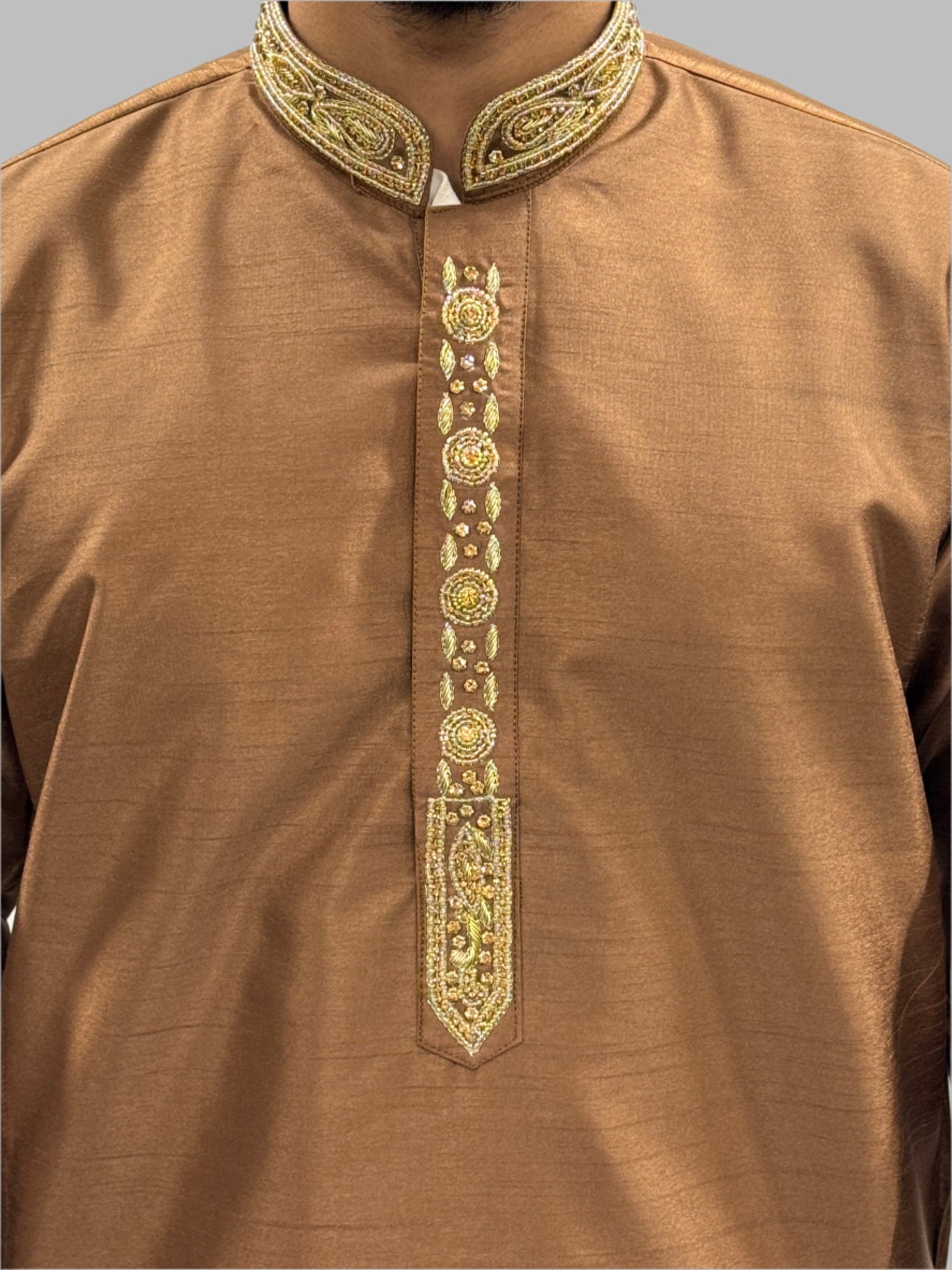 Silky Brown Beadwork Close Up