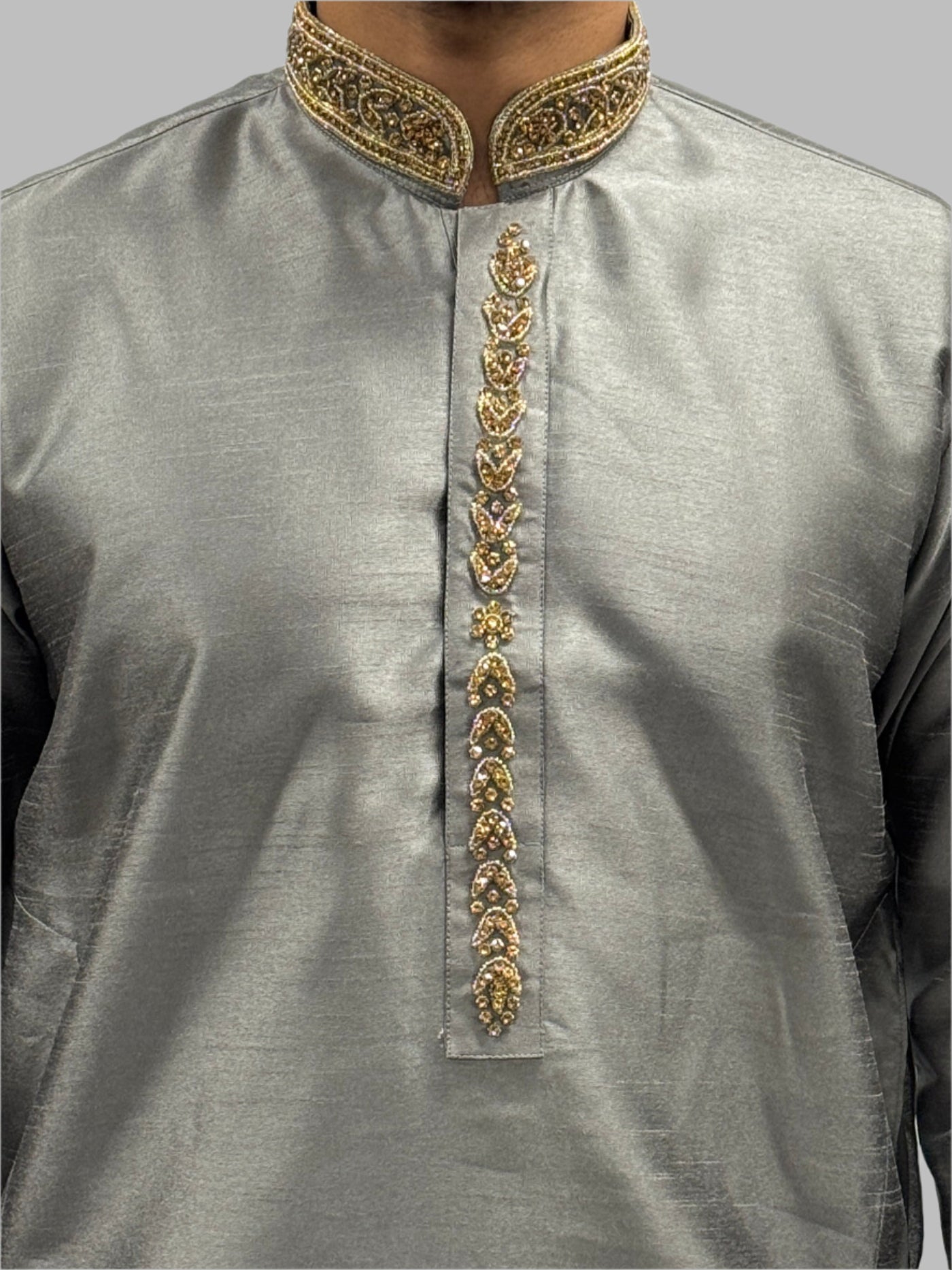 Silky Grey Beadwork Close Up