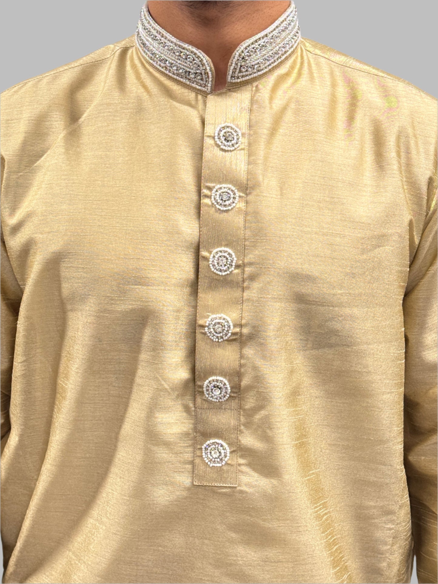 Silky Light Gold Beadwork Close Up