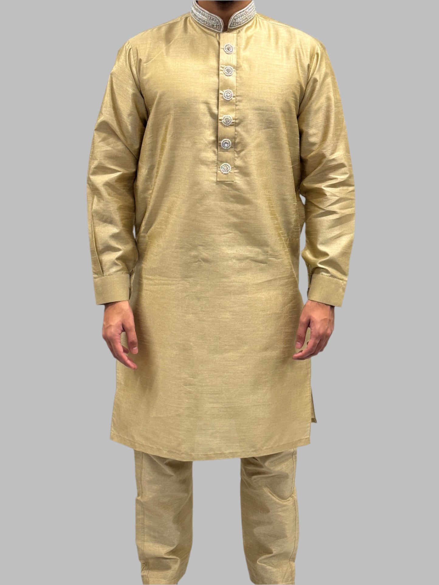 Silky Light Gold Beadwork Front View