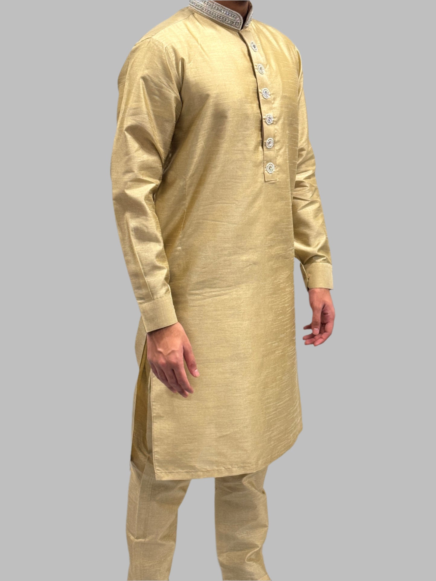 Silky Light Gold Beadwork Side View
