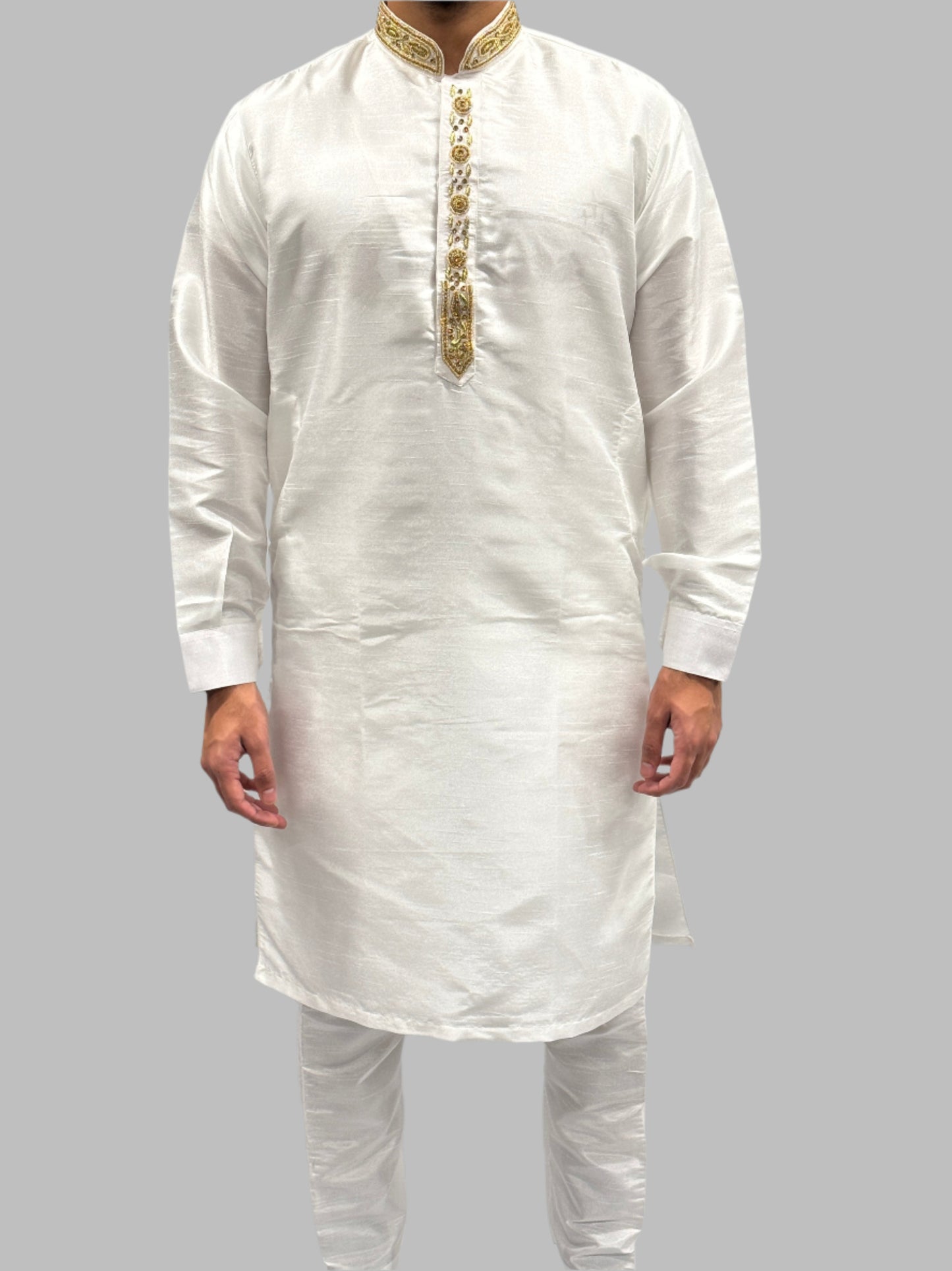 Silky Off White Beadwork Front View