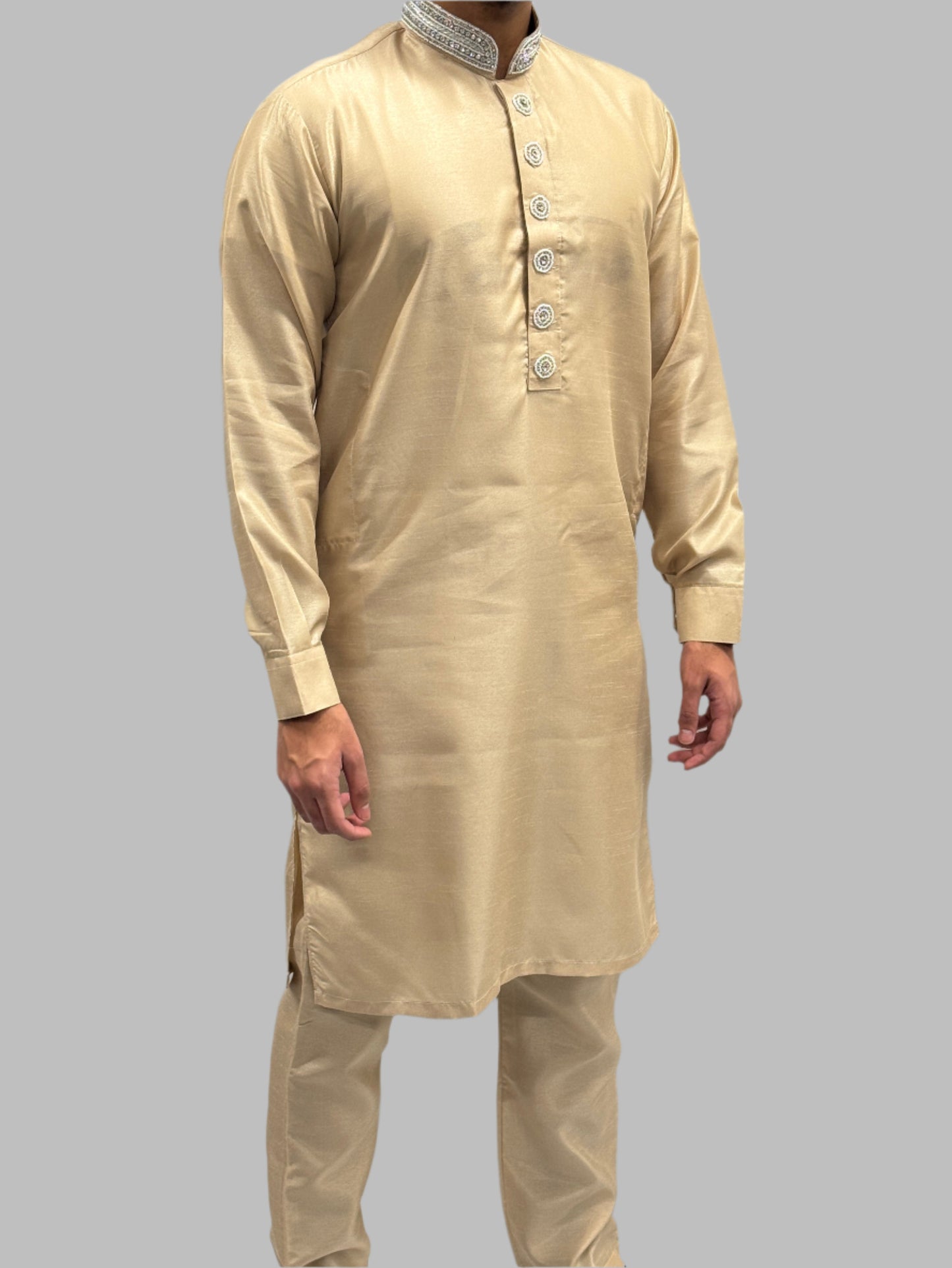 Silky Sand Beige Beadwork Side View