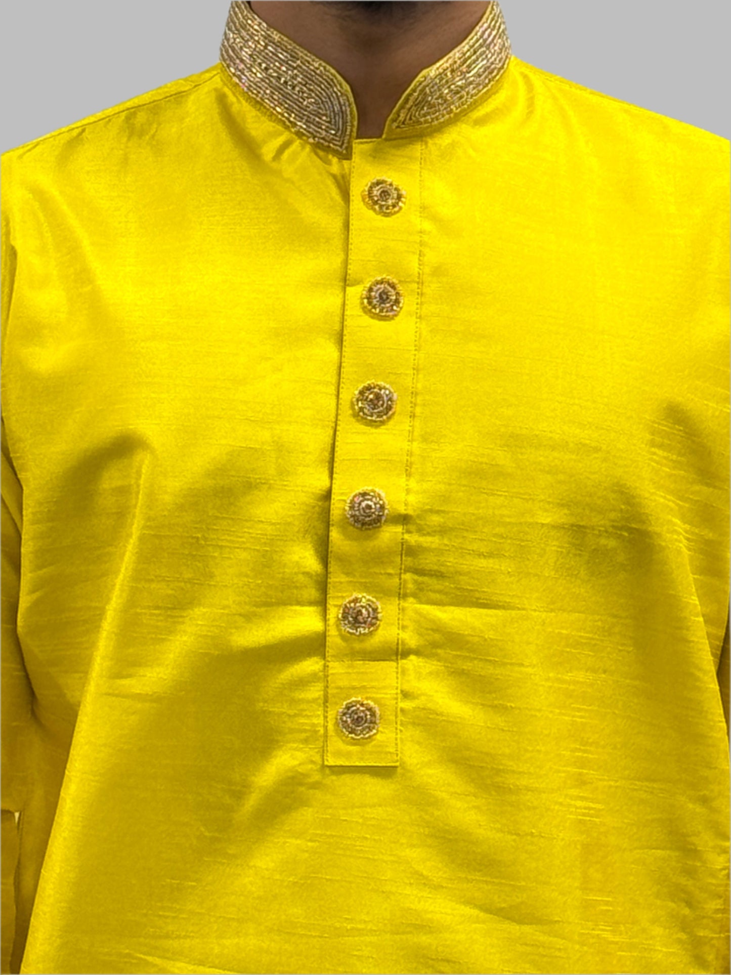 Silky Yellow Beadwork Close Up