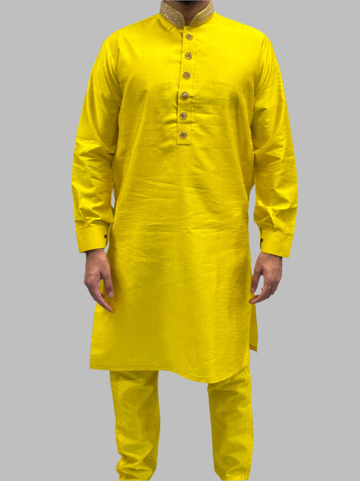 Silky Yellow Beadwork Front View