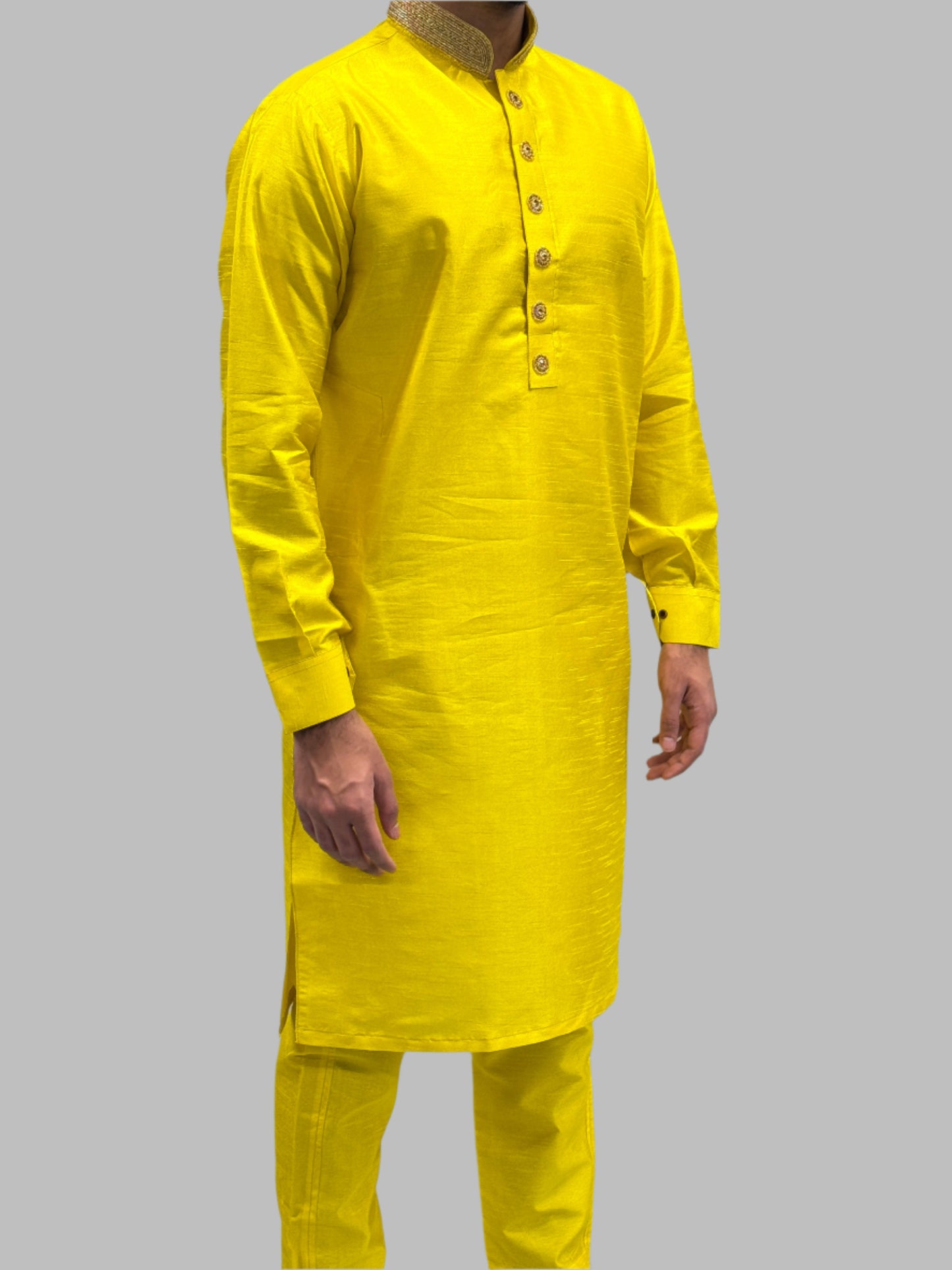 Silky Yellow Beadwork Side View
