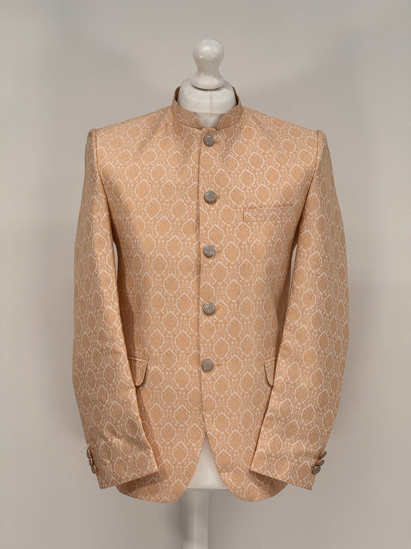 Men's Banarsi Cream Peach Diamond Prince Jacket