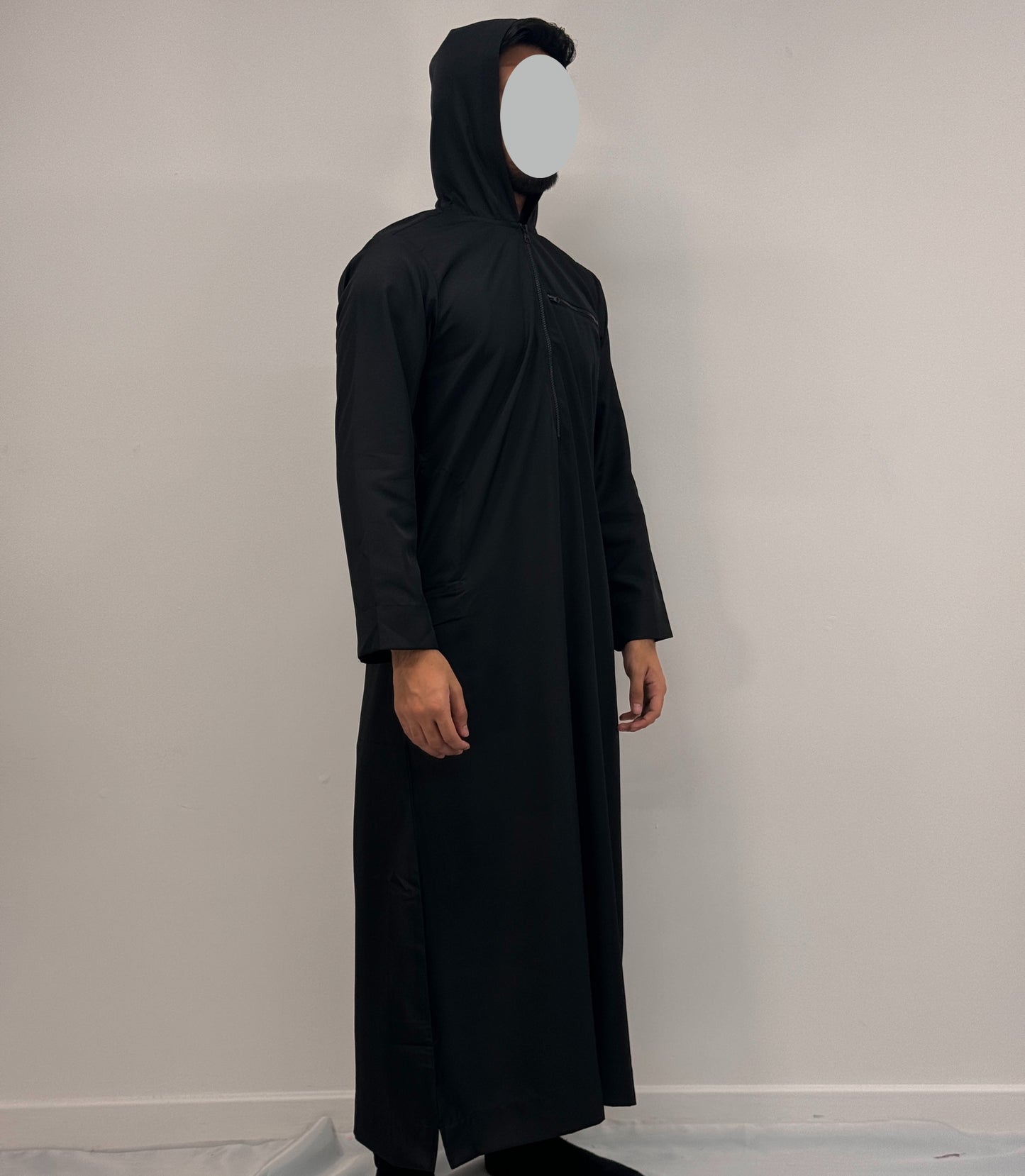 Boys Hoodie Zipper Jubba - Black