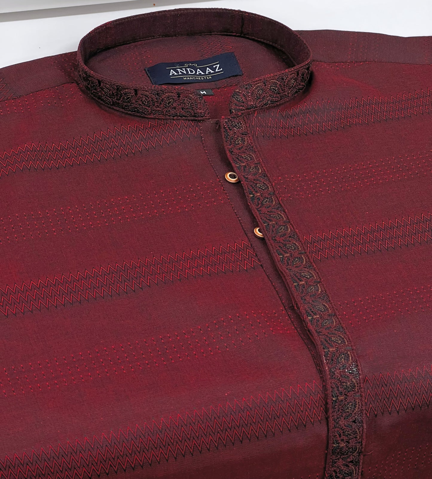 Men's Maroon 2 Kurta with Placket Embroidery
