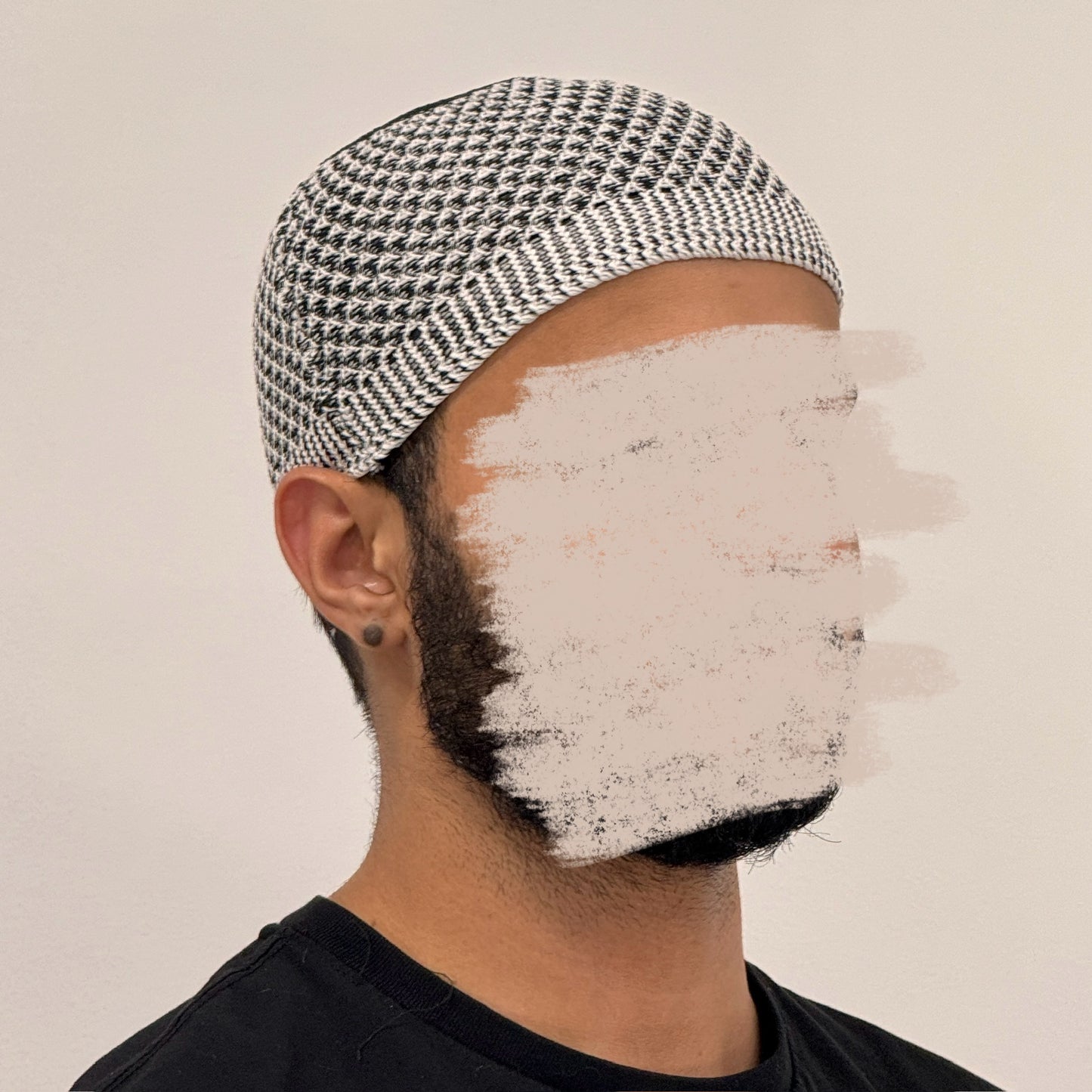 Black & White Basic Stretch Mosque Hat