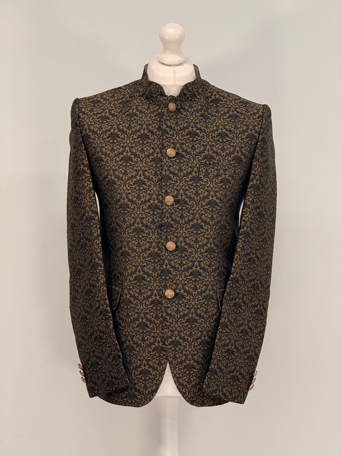 Men's Banarsi Bronze Black Prince Jacket