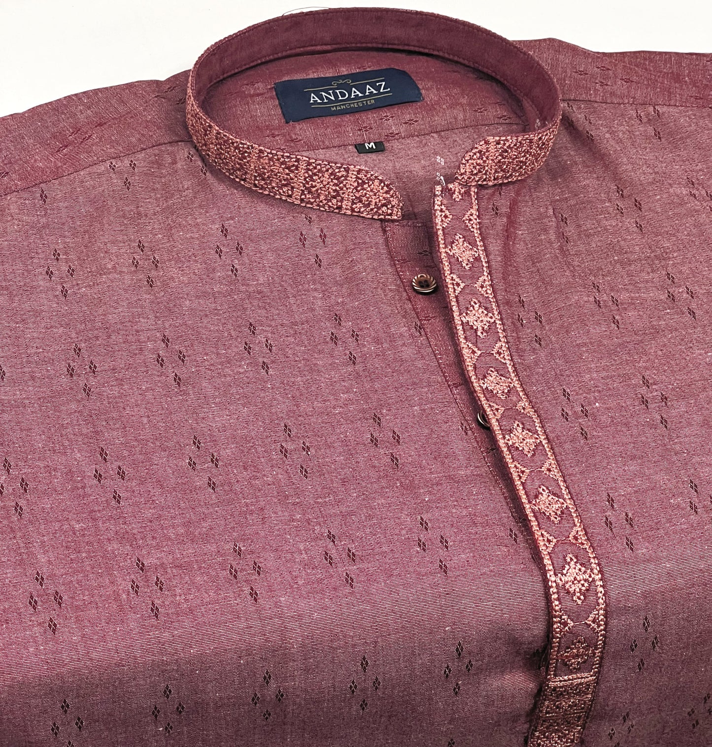 Men's Strawberry Kurta with Placket Embroidery