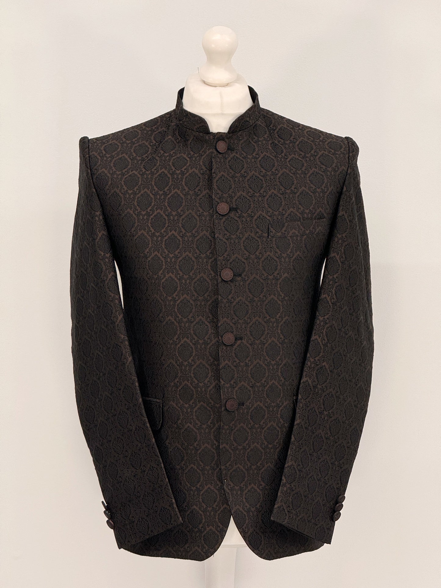 Men's Banarsi Brown Black Diamond Prince Jacket