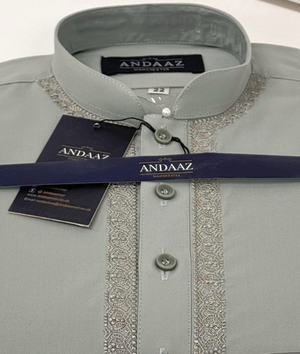 Boys Shalwar Kameez Pale Green with Piyala Embroidery