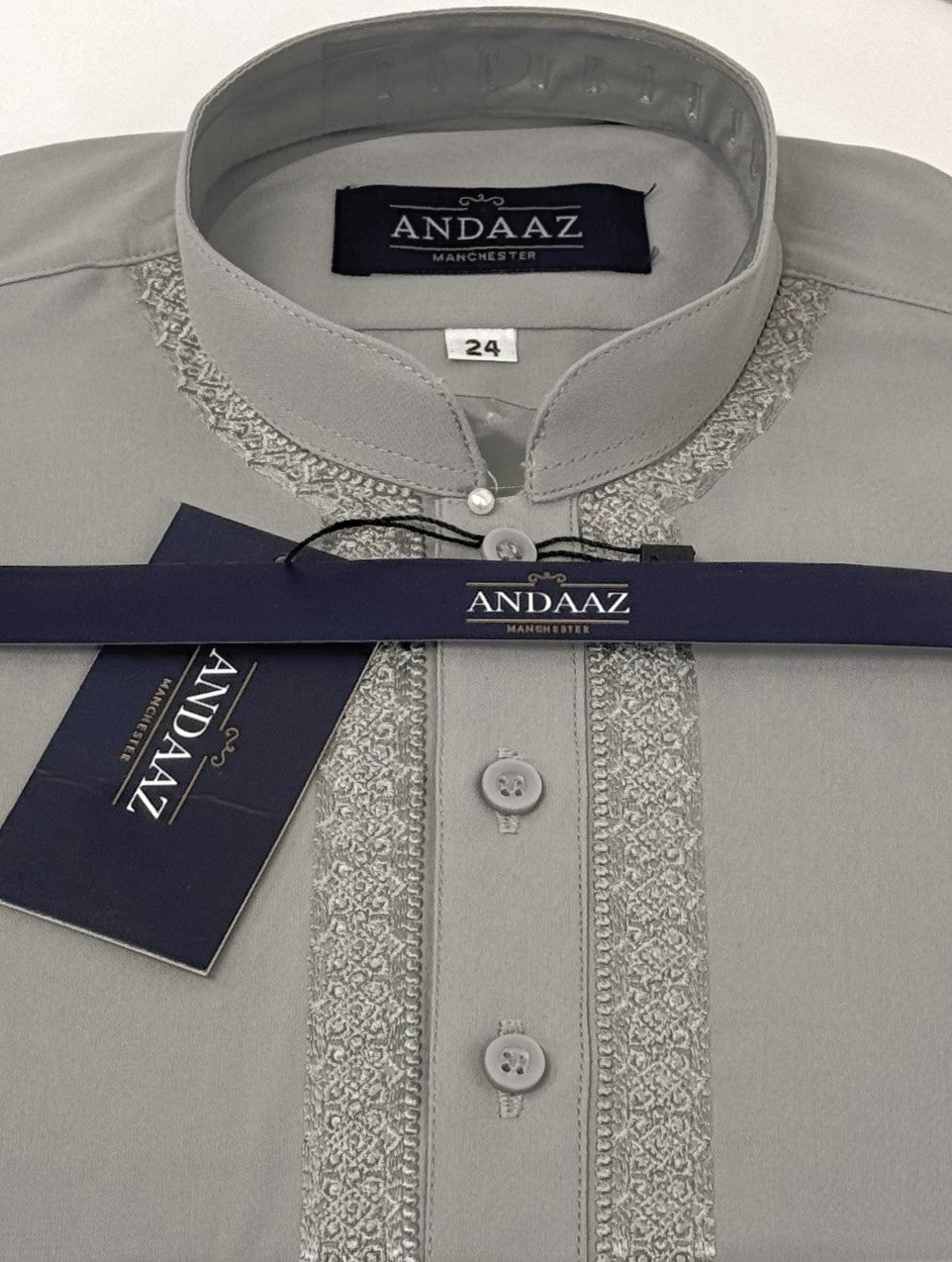 Boys Shalwar Kameez Grey with Piyala Embroidery