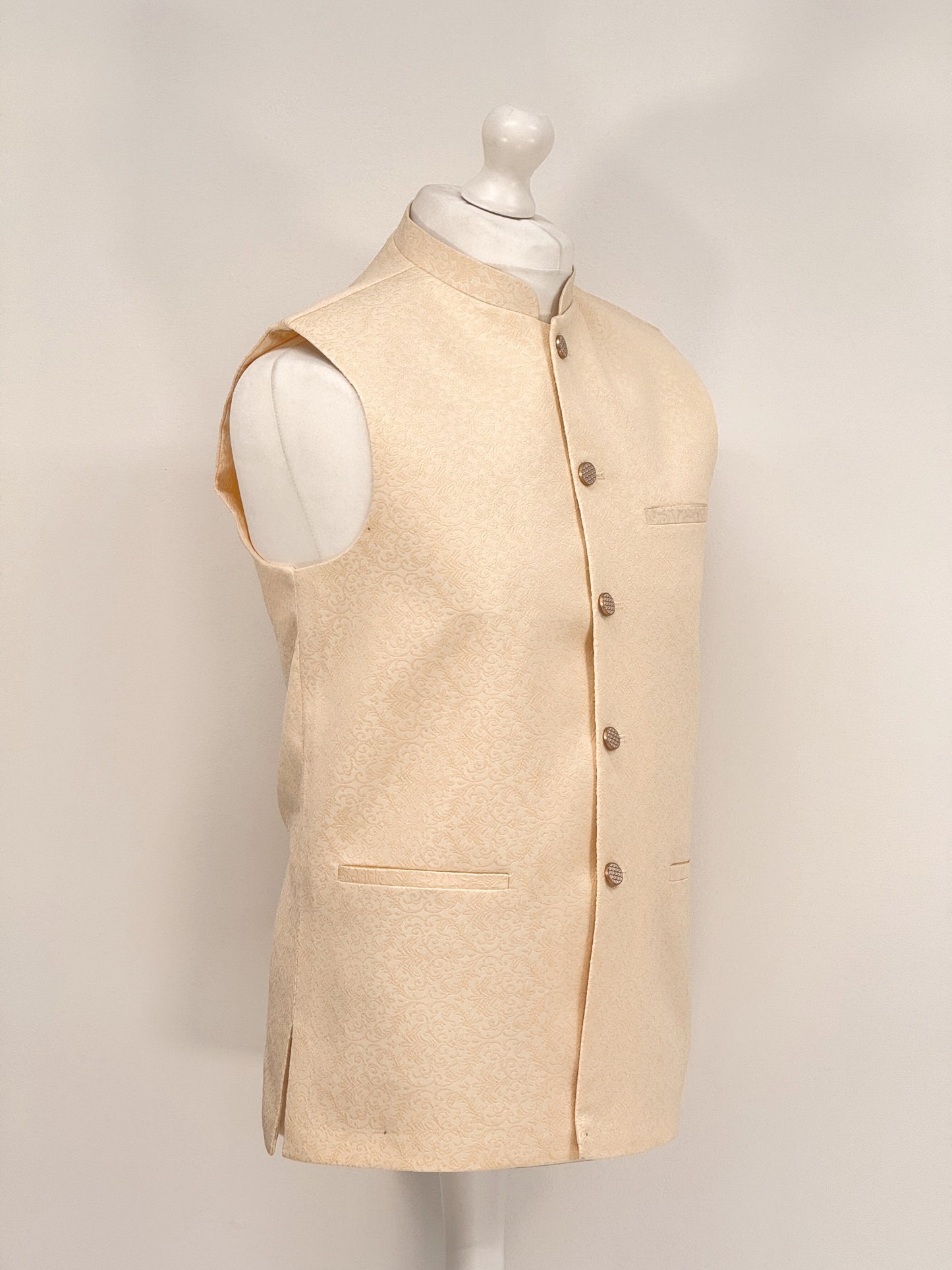Men's Banarsi Cream Waistcoat
