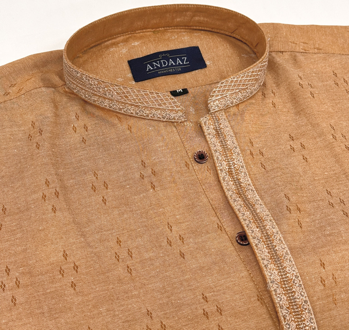 Men's Beige 2 Kurta with Placket Embroidery