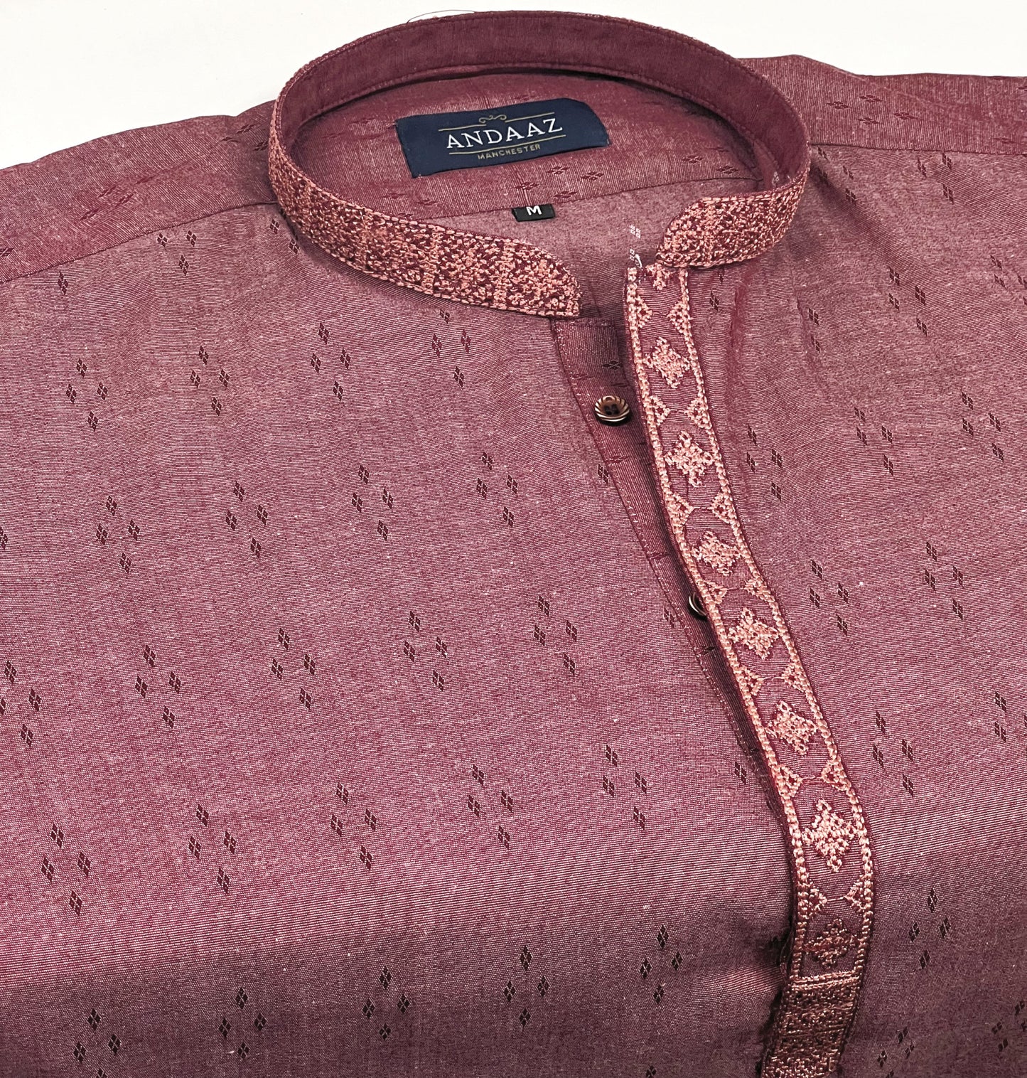 Men's Strawberry Kurta with Placket Embroidery
