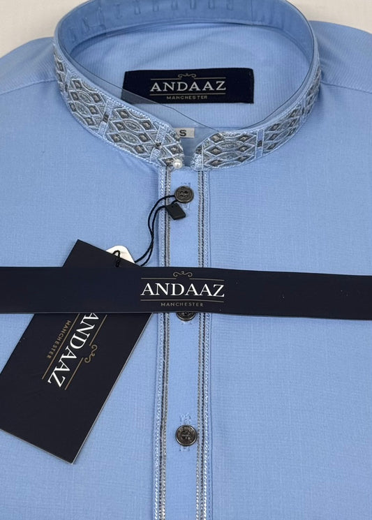 Men's Shalwar Kameez Sky Blue 2 Embroidery