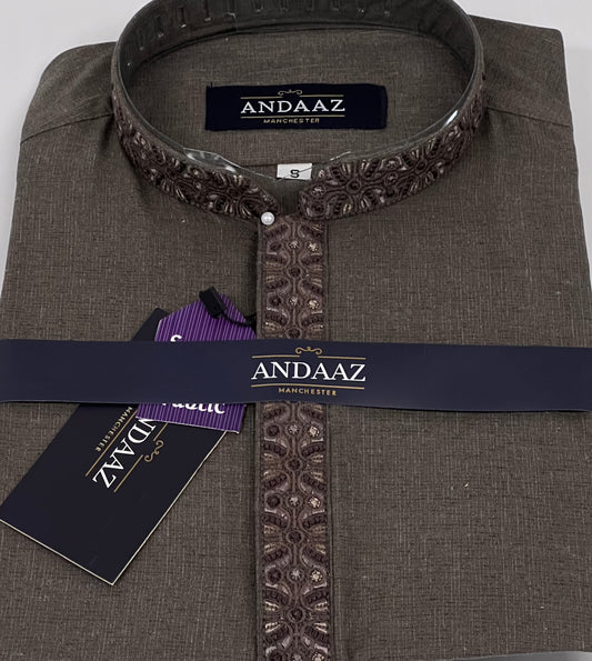 Men's Shalwar Kameez Grey 4 Embroidery