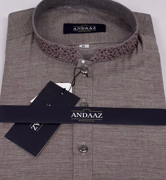 Men's Shalwar Kameez Grey 5 Embroidery