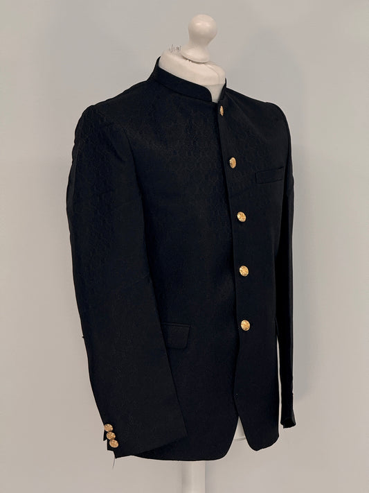 Men's Jamawar Black Prince Jacket - Design 2