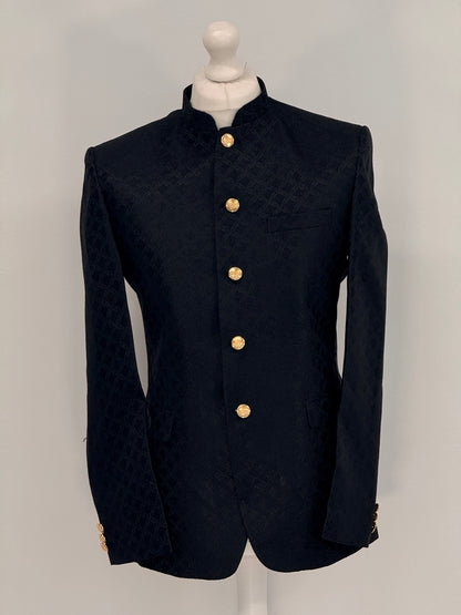 Men's Jamawar Black Prince Jacket - Design 3