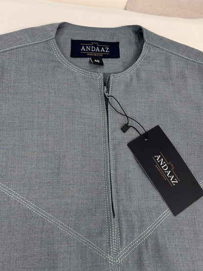 Boys Hadi Thobe Winter Material - Light Grey