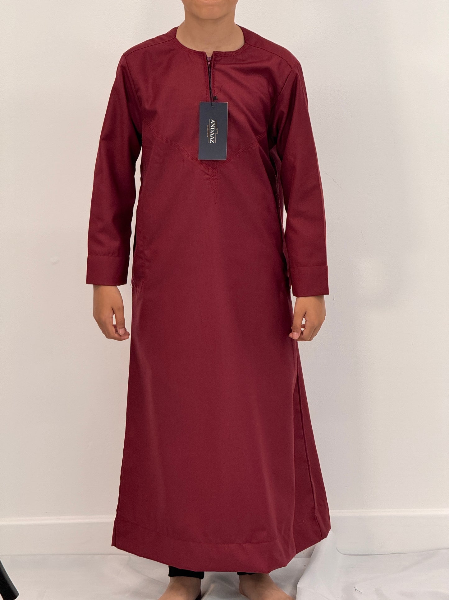 Boys Hadi Thobe Winter Material - Maroon