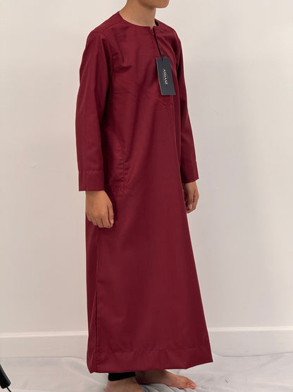 Boys Hadi Thobe Winter Material - Maroon