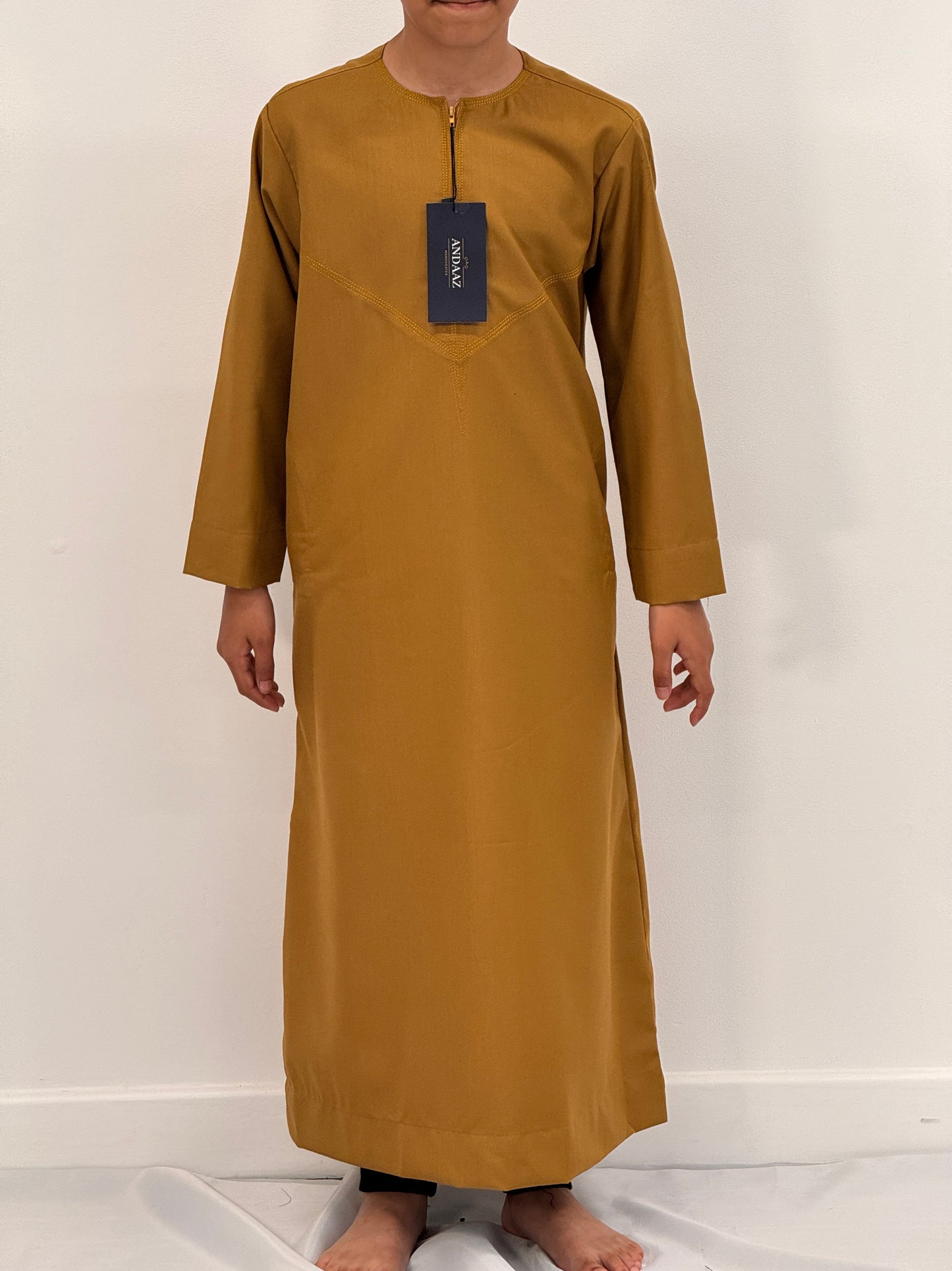 Boys Hadi Thobe Winter Material - Mustard
