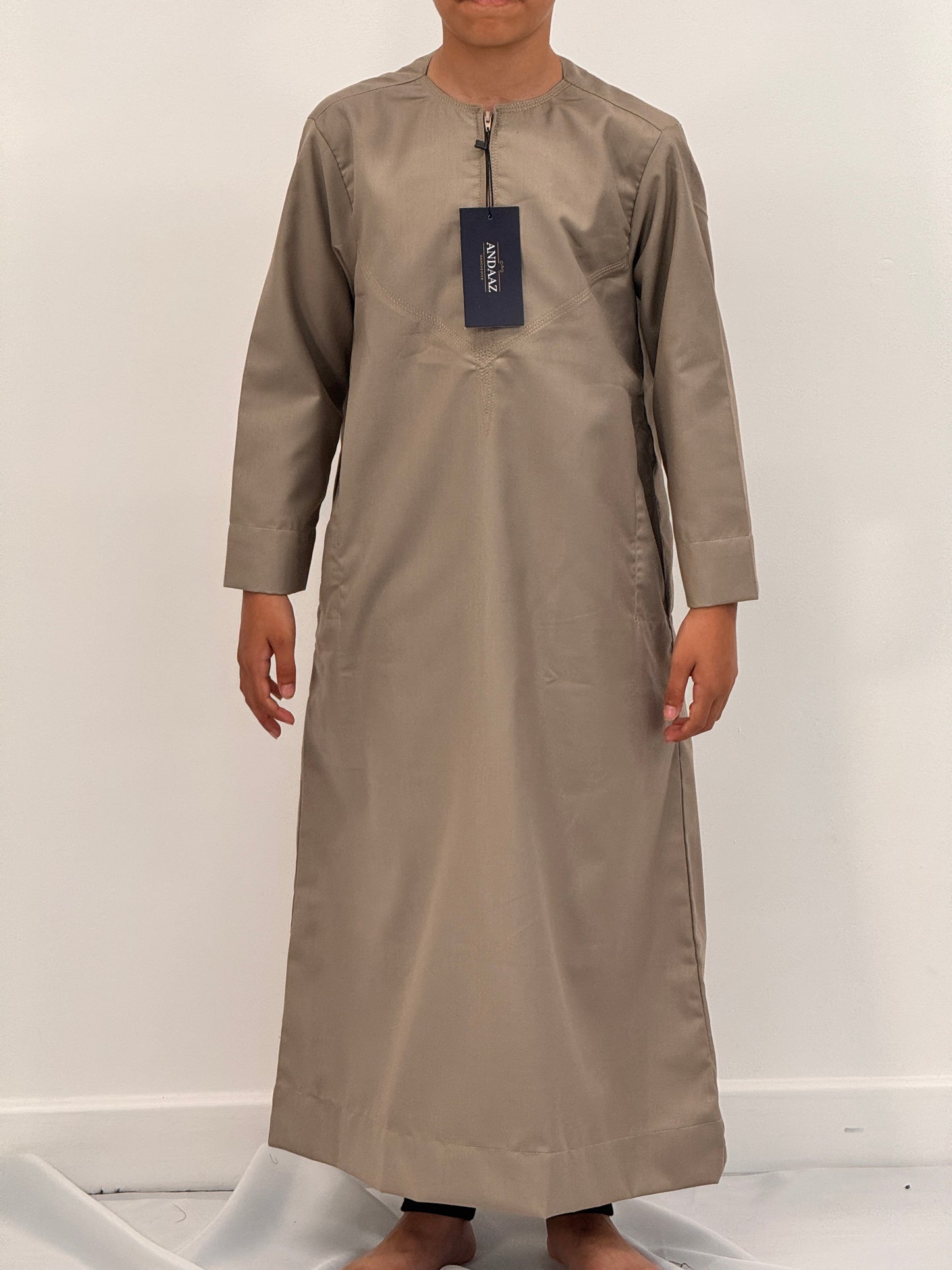 Boys Hadi Thobe Winter Material - Stone