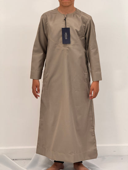 Boys Hadi Thobe Winter Material - Stone