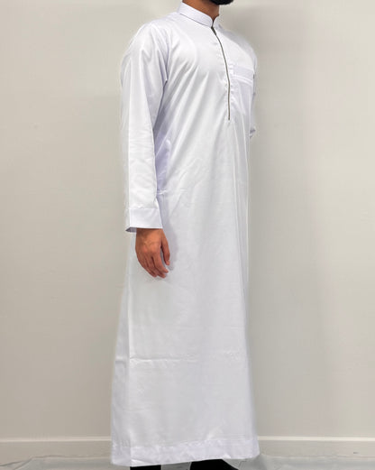 Men's Zipper Thobe - White