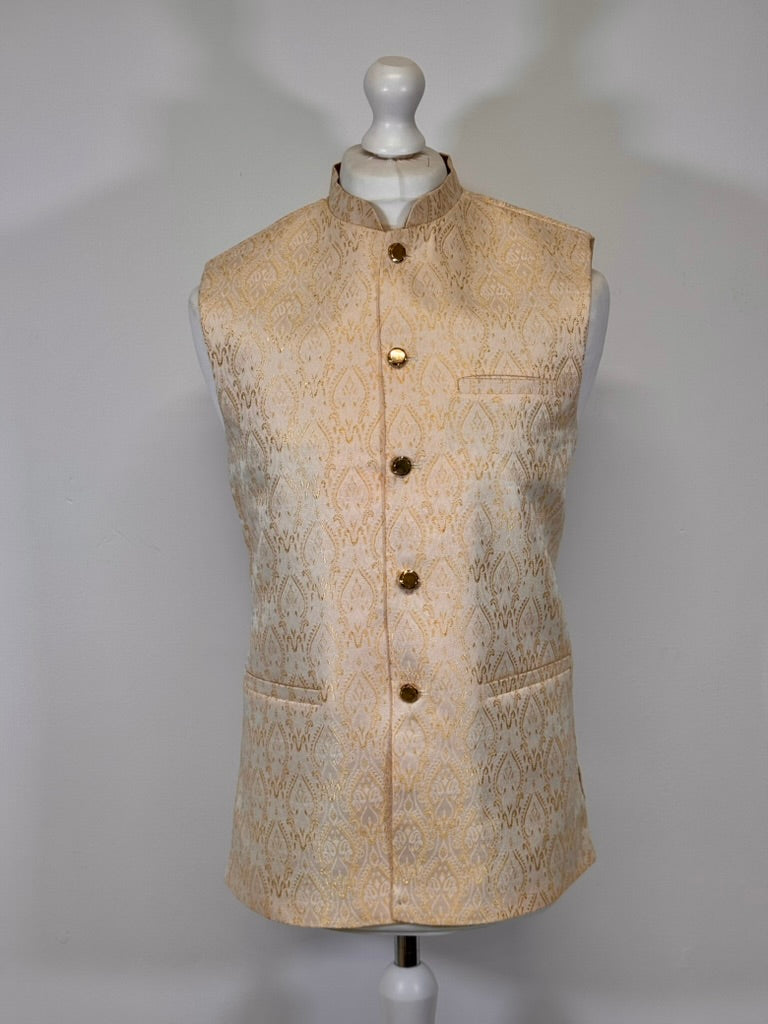 Men's Gold Royal 2 Design Jamawar Waistcoat