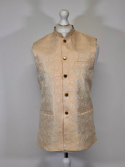 Men's Gold Royal 2 Design Jamawar Waistcoat