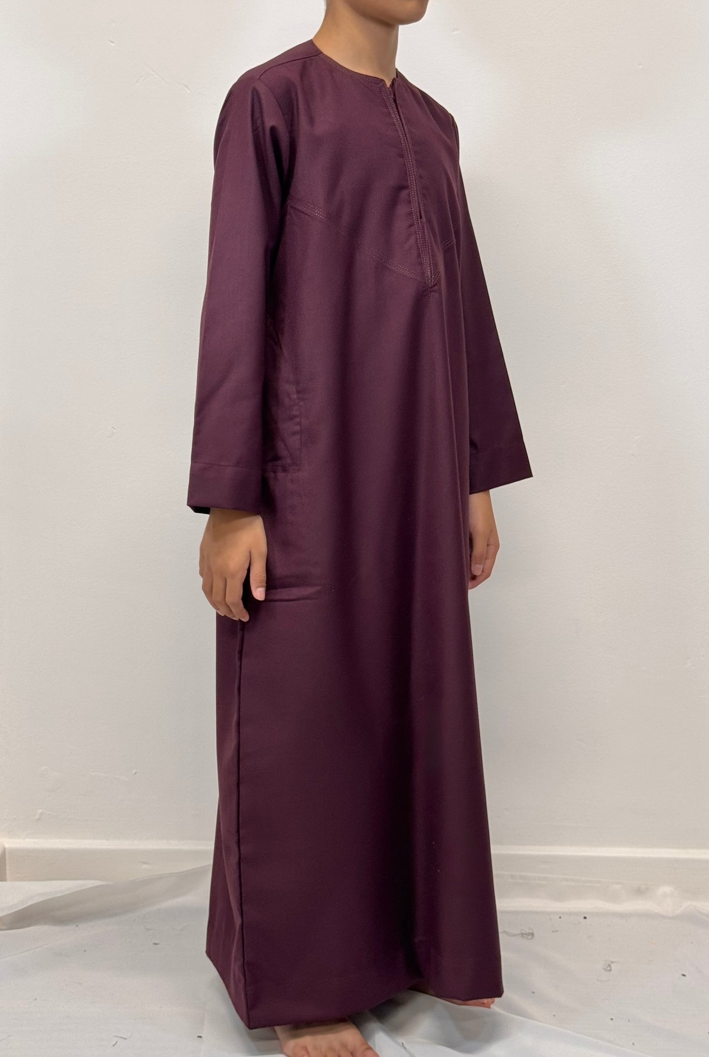 Boys Hadi Thobe Winter Material - Burgundy
