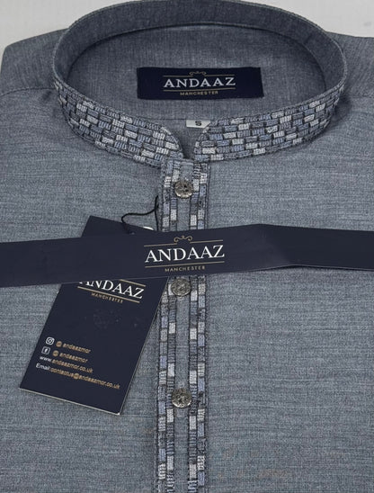 Men's Shalwar Kameez Steel Blue Embroidery