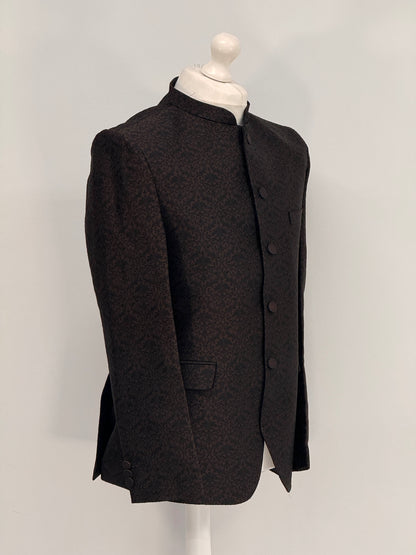 Men's Banarsi Brown Black Prince Jacket