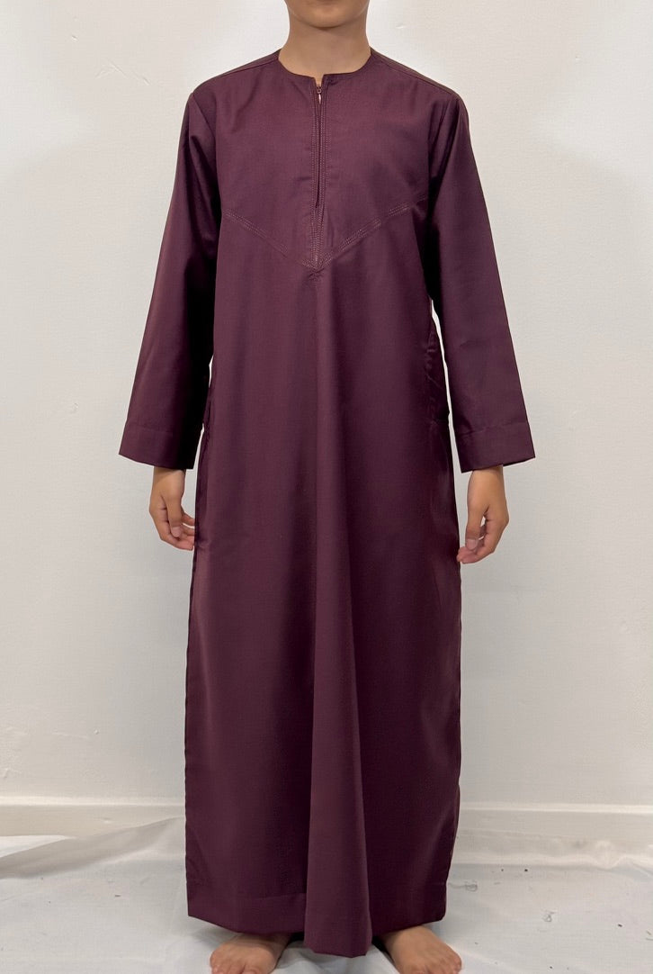 Boys Hadi Thobe Winter Material - Burgundy