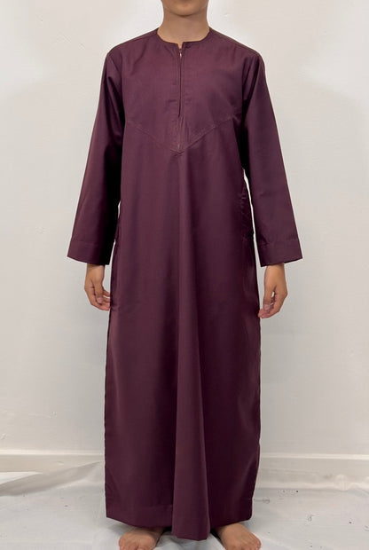 Boys Hadi Thobe Winter Material - Burgundy