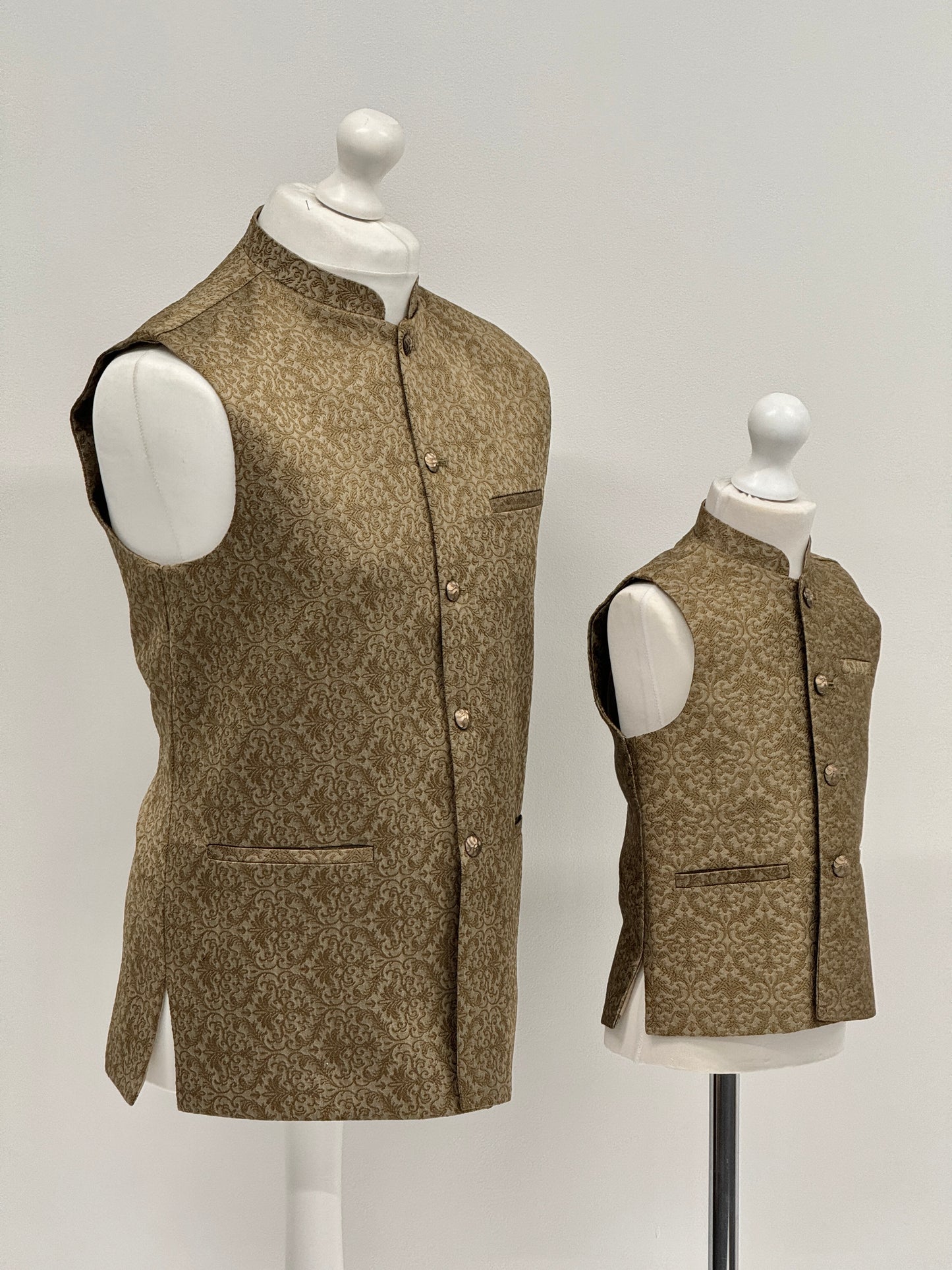 Men's Banarsi Light Golden Copper Waistcoat