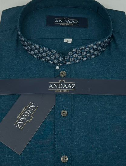 Men's Shalwar Kameez Ocean Blue Embroidery
