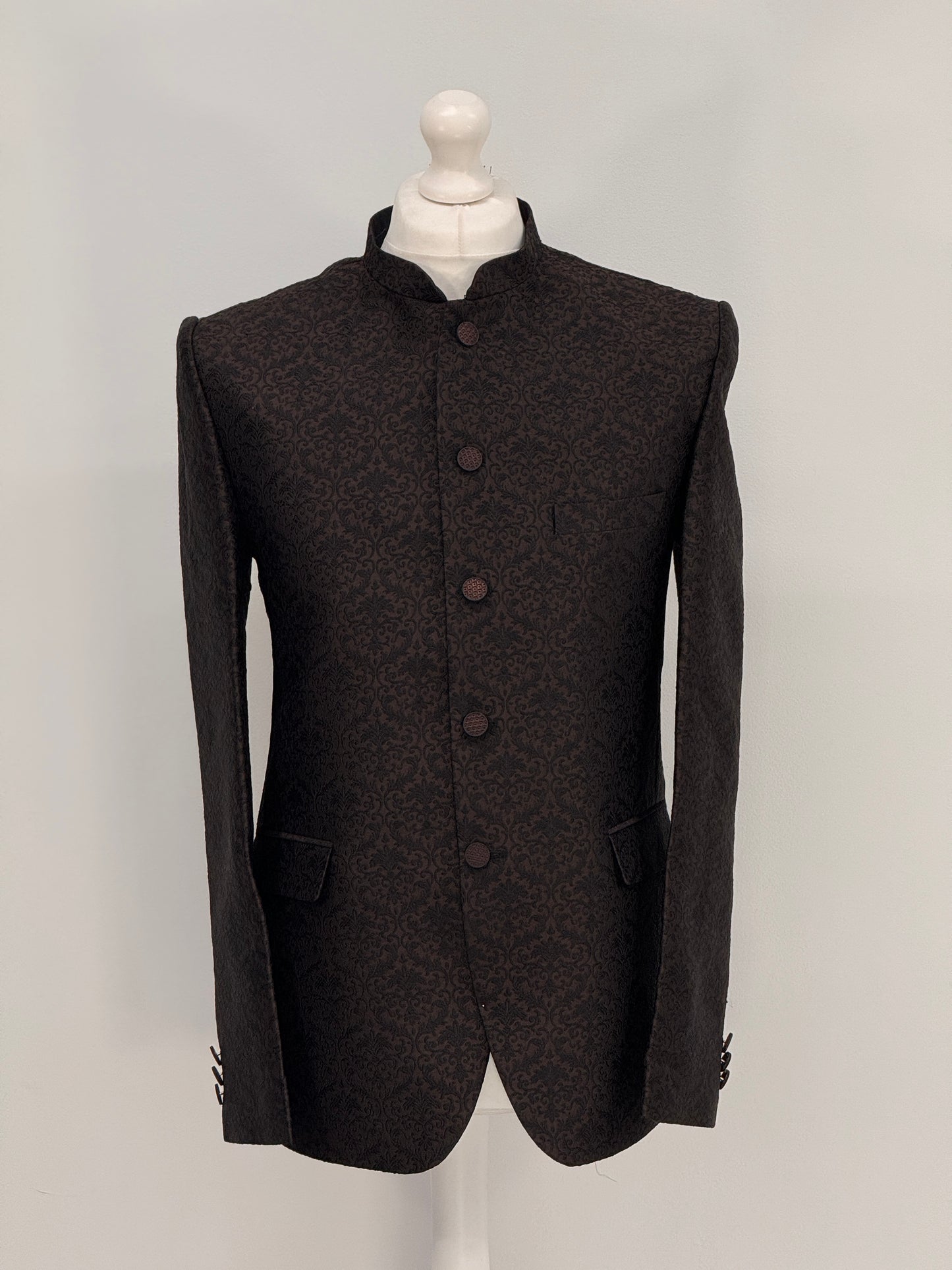 Men's Banarsi Brown Black Prince Jacket