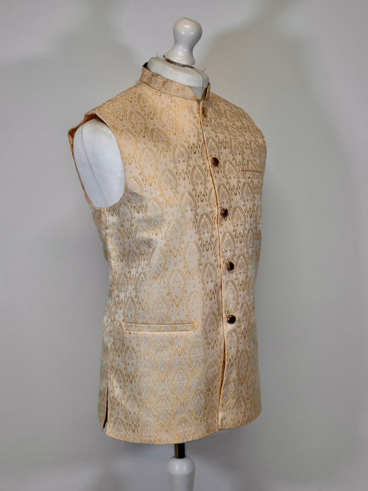 Men's Gold Royal 2 Design Jamawar Waistcoat