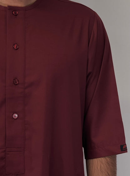 Men's Half-Sleeve Thobe - Maroon