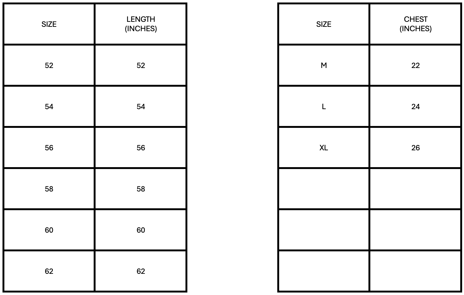 ANDAAZ Men's Thobe Sizes Chart