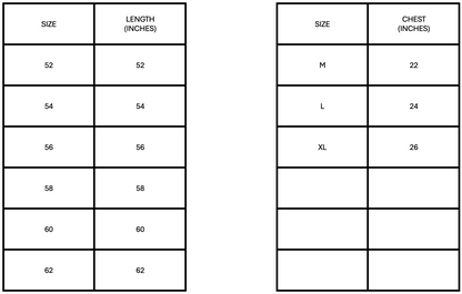 ANDAAZ Men's Thobe Sizes Chart